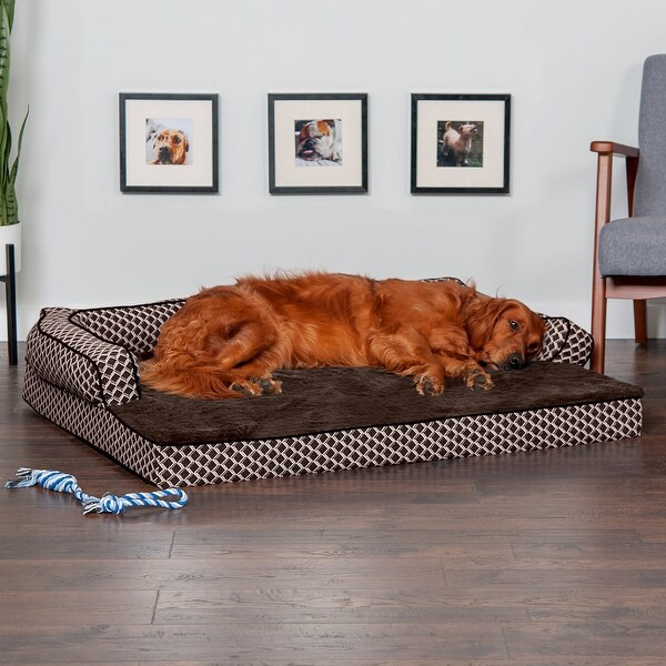 FurHaven Pet Bed Plush D cor Comfy Couch Orthopedic Sofa Style